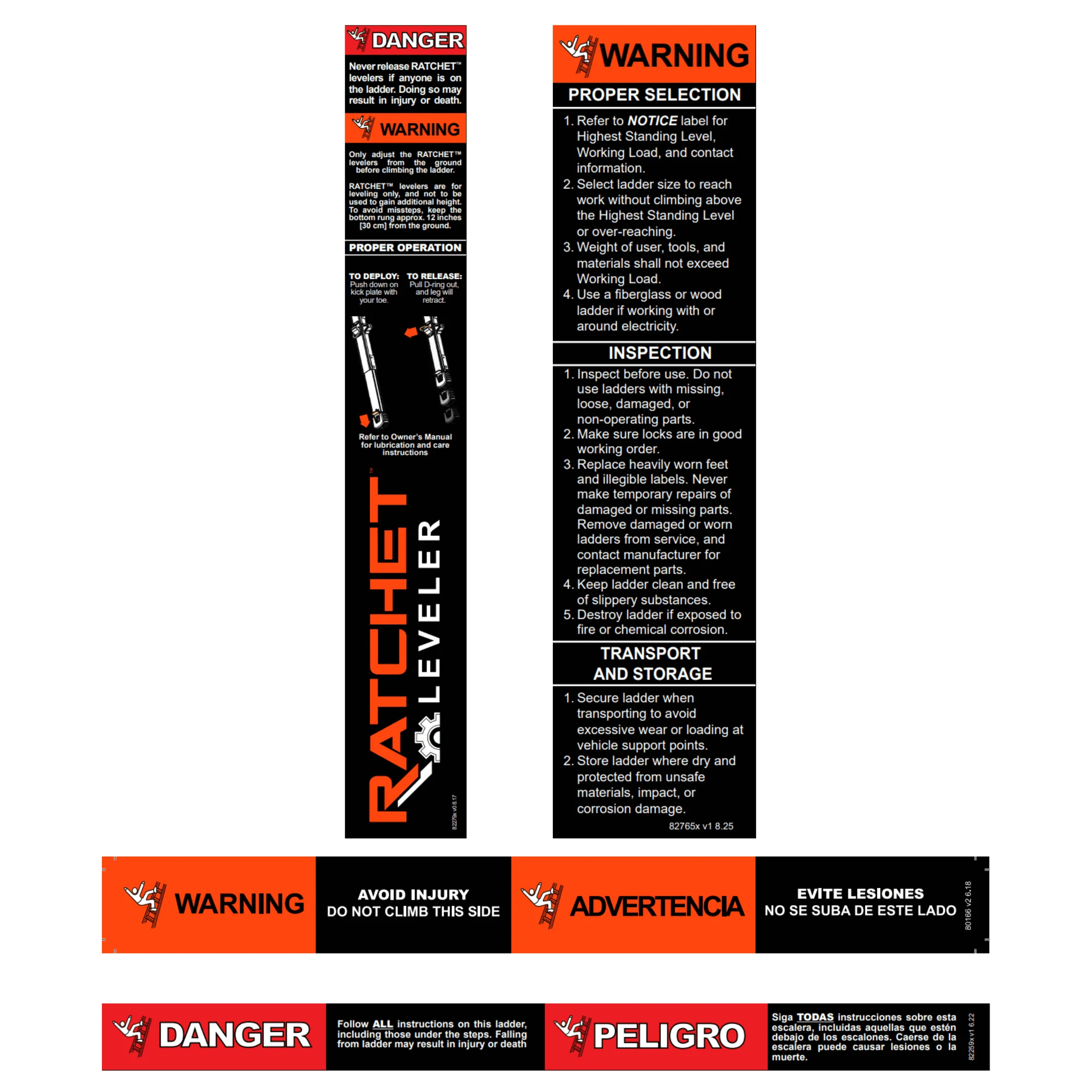Label Kit (English/Spanish) for Fiberglass Stepladders